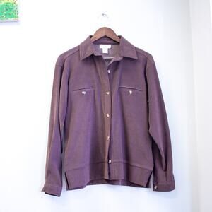 Christopher & Banks Brown Long Sleeve Stretch Button Up Size Small